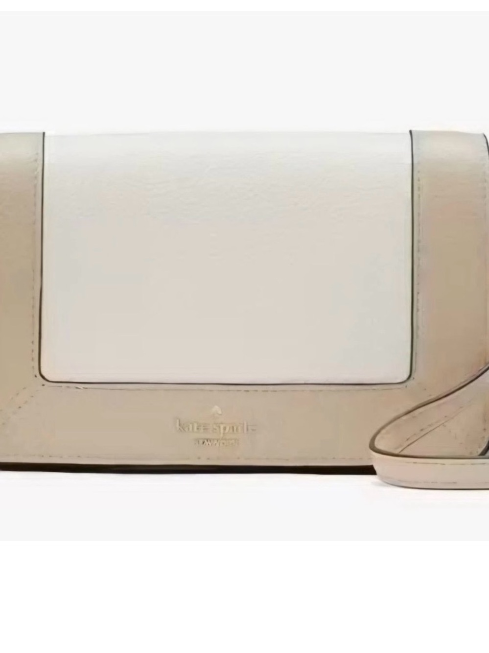 Kate Spade Crossbody Leather Handbag Sand Cream Colorblock Mini Flap